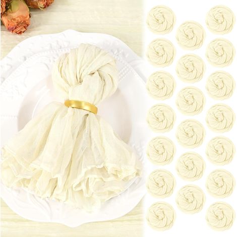 Paquet de 20 Serviettes en étamine Beige 20"x20" Serviettes en Tissu lavables Boho Lot de 20 Serviettes de Table en Tissu de Fromage froissé pour fête de Mariage, fête prénatale, Anniversaire décor (1/5)