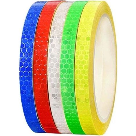 Reflektorband, 5 Rollen, selbstklebend, Reflektorband, selbstklebend, Sicherheitswarnung, Sichtbarkeit, Reflektorband für Auto, Motorrad, Fahrrad, Nacht (1 cm x 8 m) (1/4)
