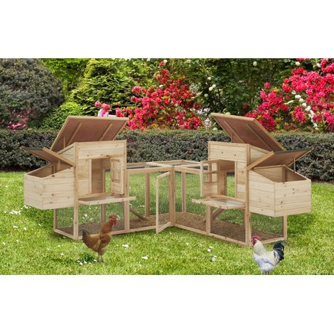 Hobag – Poulailler XXL 4 poules en bois traité – 2 pondoirs – Tiroir déjection amovible – Toit waterproof – Résistant aux intempéries