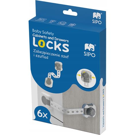 Sipo Kindersicherung für Schränke und Schubladen mit Smart Lock-Funktion, 6 Stück. (1/5)
