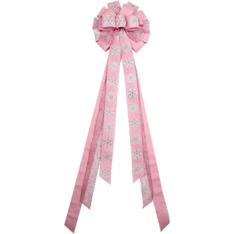 Nœuds en forme de flocons de neige pour sapin de Noël, 33 x 113 cm, nœuds en toile de jute, décoration de fête de Noël pour intérieur et extérieur, dîner de Noël, cheminée (1/3)