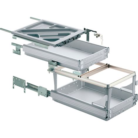 Hettich Büromöb.-Container-Set, mit Teil- u. Überauszug, Systema Top 2000 46739, Stahl (1/5)