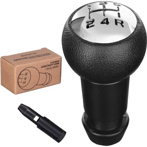 Pomello del cambio manuale a 5 marce compatibile con Peugeot 106, 107, 207, 307, 308, 407, 508, 3008, Citroen C2, C3, C4 Picasso, nero/argento (1/4)