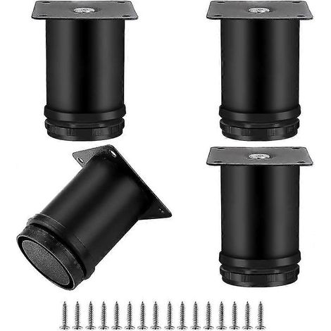 Pieds de meubles, pieds ronds en acier inoxydable pour canapés et tables, hauteur réglable de 0 à 10 mm, 5080 mm, noir. (1/5)