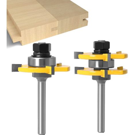 Matching tongue and groove router bit set with 6 mm shank, 3 teeth, T-shape, wood cutter, trimming and woodworking tool (1/5)