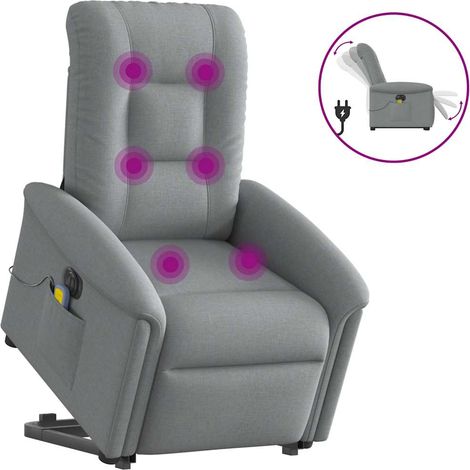 Elektrischer Massagesessel mit Aufstehhilfe Hellgrau Stoff