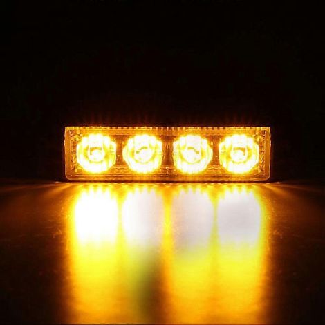 Lampe torche LED clignotante pour voiture (lot de 2), 12-24 V, 4 LED stroboscopiques, signal d'avertissement d'urgence, lumière chaude 12 V (1/5)