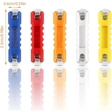 Fusible Torpille, 200 Pcs Torpedo de Voiture Fusible pour Voiture Classique Voiture Moto, Fusible Torpille pour Voiture avec Boîte de Rangement et Fusibles de Voiture Continentaux (5A/8A/10A/16A/25A)