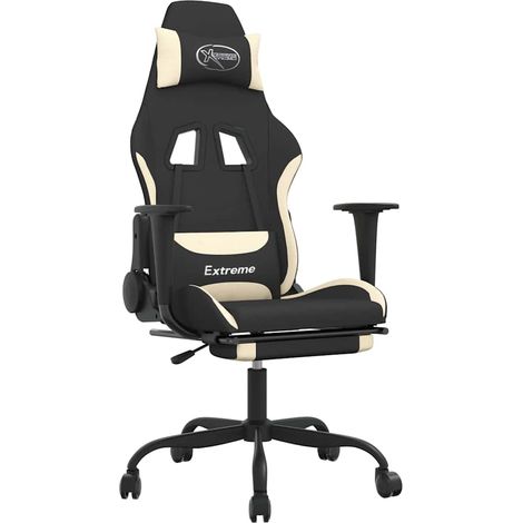 Maison Exclusive - Sedia da Gaming con Poggiapiedi Nero e Crema in Tessuto (1/5)