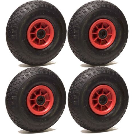 2Gt Roues Et Roulettes – Lot de 4 roues gonflables 260 x 85 mm – Alésage 20 mm – Roulement à rouleaux – Charge 405 kg sur 4 roues – Pour chariots et diables