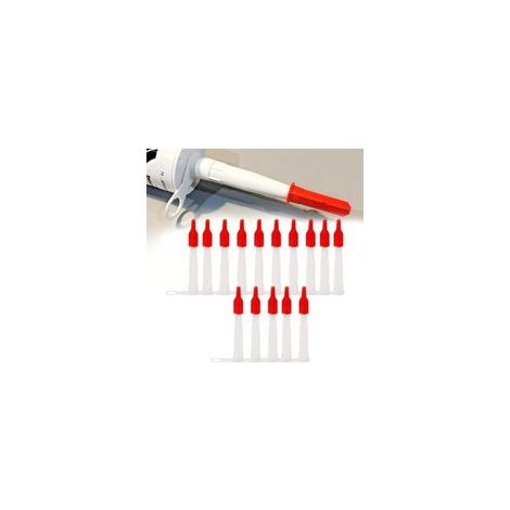 Lot de 15 Bouchons de Buses de Calfeutrage, Embouts Blancs et Capsules Rouges en Plastique pour Pistolet à Mastic, Accessoires Étanches (1/4)