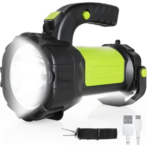 400 Lumens Projecteur Rechargeable, Lampe de Poche LED, 7 Modes Lumineux Grande Lampe de Poche, Projecteur étanche pour Camping Extérieur Urgence Vert (1/5)