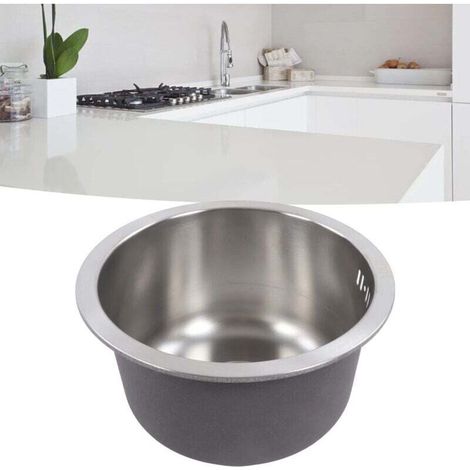 Mini-Rundspüle aus Edelstahl mit integriertem Abflussanschluss, 30 cm Durchmesser