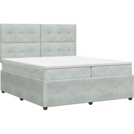 Letto box spring con materasso Grigio Chiaro 200 x 200 cm vidaXL (1/5)