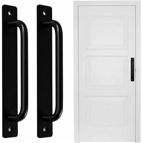 Exterior Gate Handle, Sliding Door Handle, Barn Door Handle, Hardware Door Handle for Wooden Door (2 Pieces, Black, 8.27 x 1.41 x 0.98 Inches) (1/5)