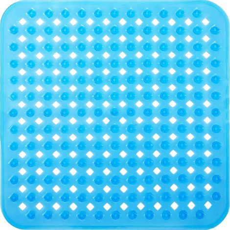 bleu Tapis de Bain de Douche, 53x53cm Tapis de Baignoire Antidérapant, Tapis de Douches Antiderapant Carré à Ventouses, Anti Glisse Tapis, Lavable en Machine (1/5)
