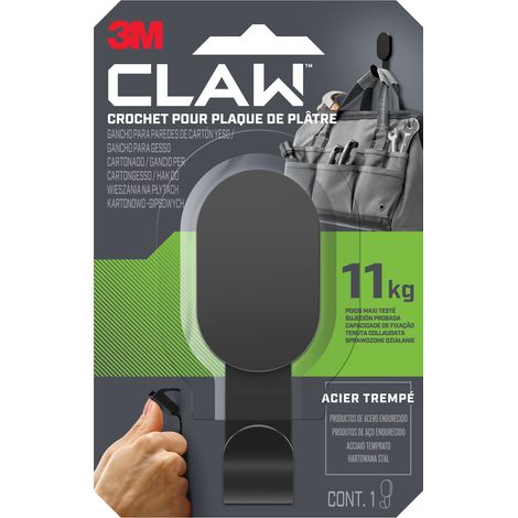 Crochet pour plaque de plâtre 3M CLAW™ 11 kg, 3DH25BLK-WMR, noir, 1 crochet (1/5)