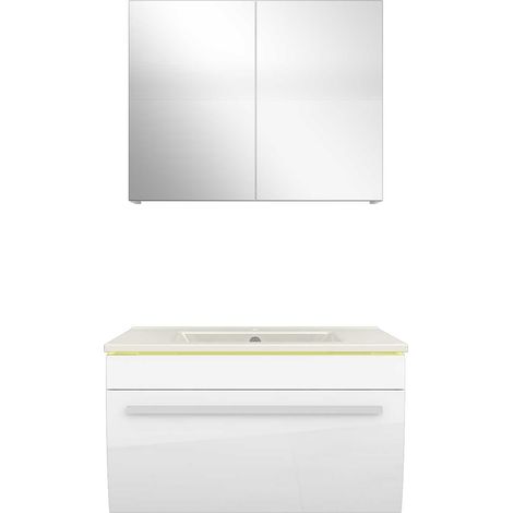 Badmöbel Set Gently 3 V1 Weiß MDF Waschtisch 70cm ohne LED-Beleuchtung (1/5)