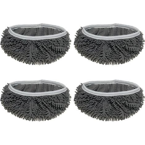 Ensemble de 4 tampons de vadrouille en peluche-Gris foncé 1