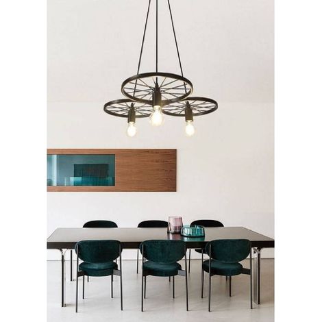 TrAdE Shop Traesio - Lampadario A Sospensione Vintage 3 Portalampada E27 Rustica Retrò Country Lp-86n - (1/3)