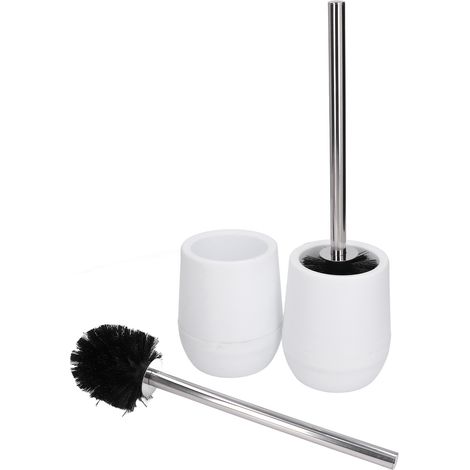 Lot de 2 brosses de nettoyage pour toilettes avec filetage de verrouillage, pratiques, efficaces, sûres, fiables et durables – Blanches (2 pièces/boîte intérieure) (1/5)