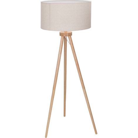 Aigostar Lampada Da Terra Treppiede Legno Bianco E27 H143cm Interruttore Pedale (1/5)