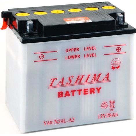 Batería de Plomo Tashima Y60n24la Reforzada 12v, 28a. L: 184, L: 124, H:168mm, + a la Derecha para Motonieve. (entregada con Ácido Separado) (1/5)