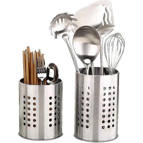 GYFDYM Lot de 2 porte-ustensiles de cuisine en acier inoxydable, grand rangement antirouille pour ustensiles et couverts. (1/5)