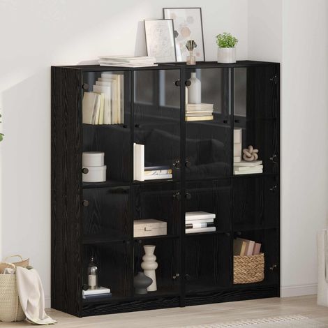 vidaXL  Highboard  2 pcs Black Oak 68 x 37 x 142 cm Engineered Wood