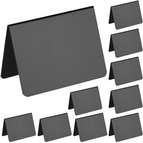 Set mit 10 abwischbaren und wiederverwendbaren Schreibtischtafeln zur Dekoration und für Notizen im Geschäft. – 12,70 x 10,00 x 5,00 cm – Schwarz (1/4)