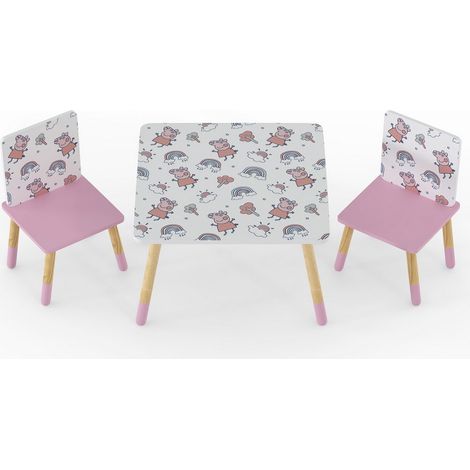 Peppa Pig Kids Table & 2 Chairs Set - Space Saving Play Furniture - Assembly Required