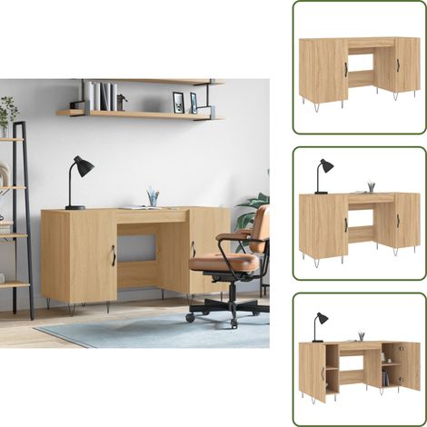 Schreibtisch Sonoma-Eiche 140x50x75 cm Holzwerkstoff - Bürostuhl - Schreibtisch - Home Office - Arbeitsplatzgestaltung - Ergonomischer Stuhl