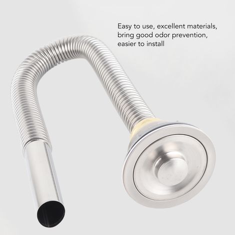 Tube de Drainage pour Évier de Cuisine en Acier Inoxydable, Cuvette Simple, Accessoires Anti-Odeurs avec Couvercle Décoratif - Diamètre 45mm (1/5)
