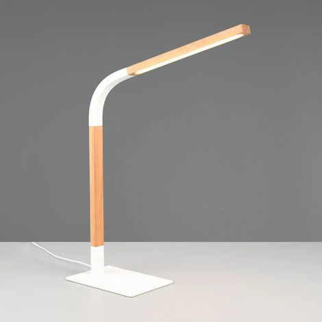 Lampe de bureau bois clair/blanc LED tactile Norris Trio (1/5)