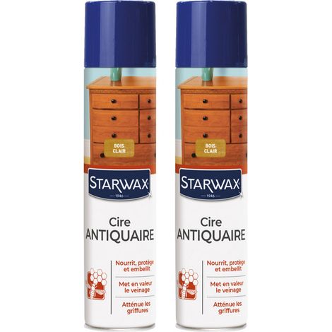 Lot de 2 Cires antiquaires pour bois cirés 300ml bois clair STARWAX (1/3)
