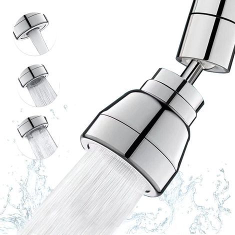 Küchenarmatur-Brausekopf mit 3 Modi – 360°-Sprühkopf für Küchenspülen (Silber), Küchenbelüfter, wassersparender Armaturenadapter, für Badezimmerwaschbecken, FM22/M24 (1/4)