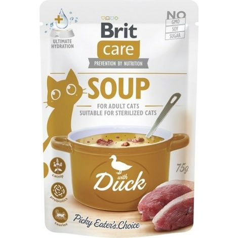 Brit Care Adult, cibo umido per gatti sterilizzato al gusto anatra, bustina da 75 g