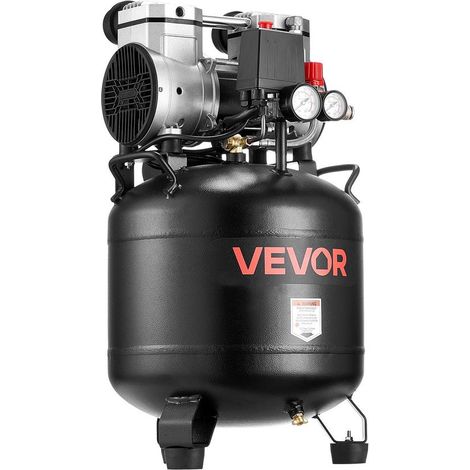 Mobile sur Roues Compresseur d'Air Vertical 30 L Sans Huile 1,5 kW 10 Bar pour Gonflage Pneus et Peinture (1/5)