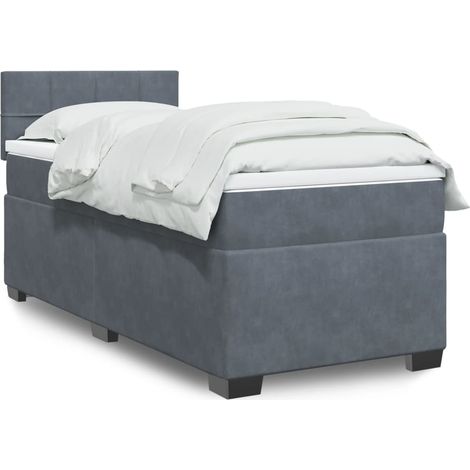 Boxspringbett mit Matratze Dunkelgrau 100x200 cm Samt