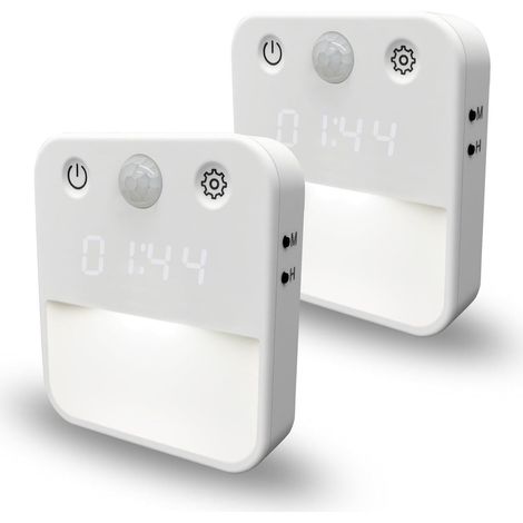 Luce notturna con sensore di movimento - Luce notturna a LED con display orario - Induzione/Sempre accesa - Luminosità regolabile - Commutazione tra tre colori - Tou (1/5)
