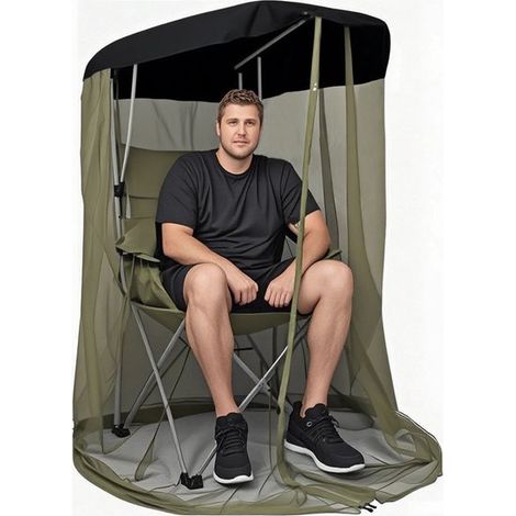 Abri moustiquaire et tente de 82 x 89 x 160 cm, pare-soleil portable, housse moustiquaire zippée, chaise non incluse, pour la pêche et le camping (1/5)