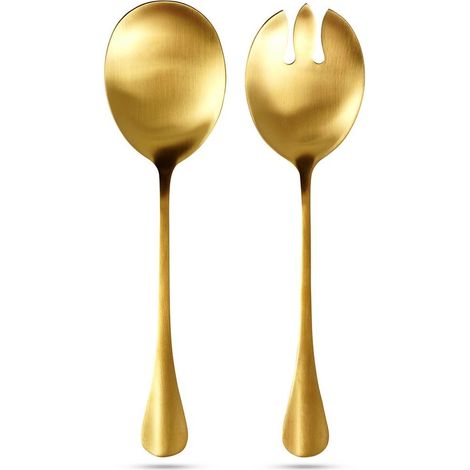 Gold colored salad cutlery in stainless steel - 2 spoons (1/5)