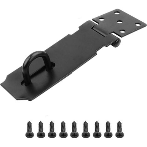 Loquet de Cadenas Agrafe,1 Pièces Porte Fermoir Verrou de Porte Moraillon De Verrou en Acier Inoxydable 4 Pouces Avec Des Vis Porte Cabinet de Sécurité, Fermoir de Cadenas le noir (1/4)