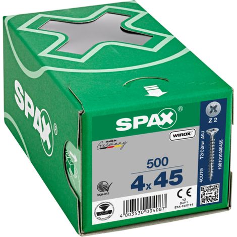 Caja de: 500 Uds. Tornillo Abc Spax-S Zincado Cabeza Plana 4.0X45