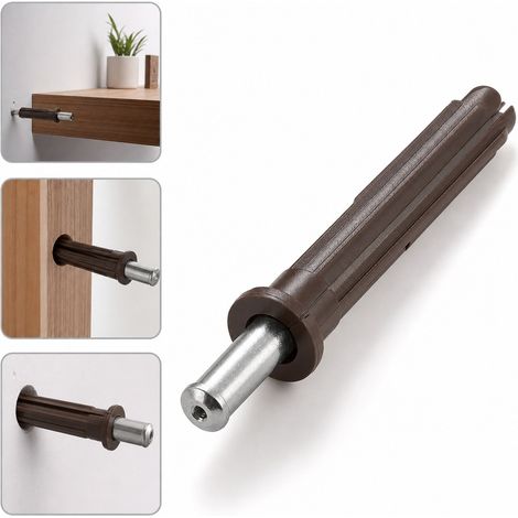 1 Pièce Support d'Étagère Invisible en Acier Laminé à Froid et Plastique Marron, Dimensions 10×100 mm, Fixation pour Tablette Murale Dissimulée (1/5)