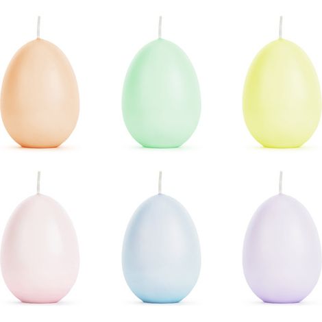 Candele a forma di uovo, 6 pezzi, mix, 7 cm (1 confezione / 6 pezzi) (1/5)