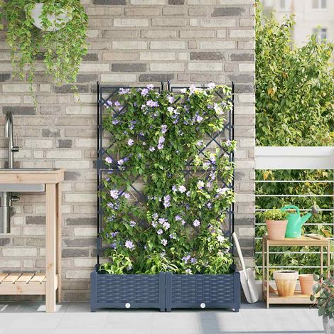 Macetero de Jardín 2 uds. Gris 80 x 40 x 125,5 cm PP vidaXL (1/5)