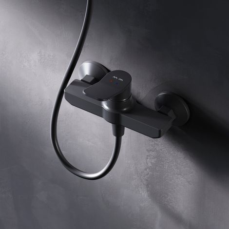 AM.PM Duscharmatur Einhebel Brausebatterie Schwarz Armatur Mischbatterie Brausearmatur Brausebatterie Wasserhahn Bad Mischbatterie Dusche