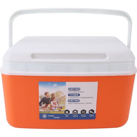 Tragbare Kühlbox mit 8 Litern Fassungsvermögen, effektive Wärmeisolierung zum Warm- und Kalthalten von Getränken, ideal für Camping, Picknicks, Strandgetränke, Angeln, orange Farbe. (1/5)