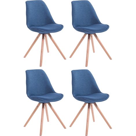 Ensemble de 4 chaises pour les visiteurs bleus ronds de tissu Toulouse, nature (1/5)